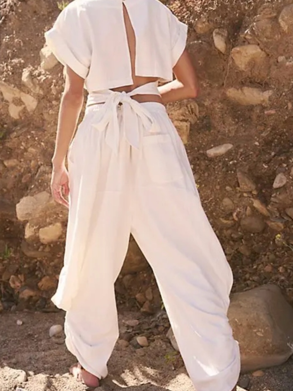 FREE PEOPLE FREE-EST GRAY FEELIN' FREE CROPPED TOP HAREM PANTS SET S